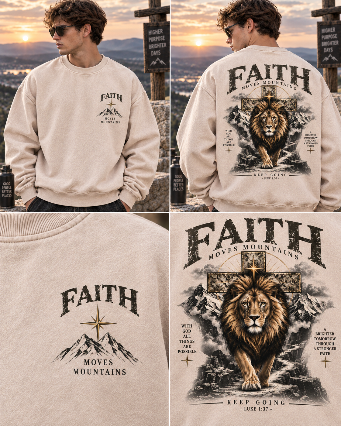Faith Moves Mountains – Vintage Lion Sweatshirt