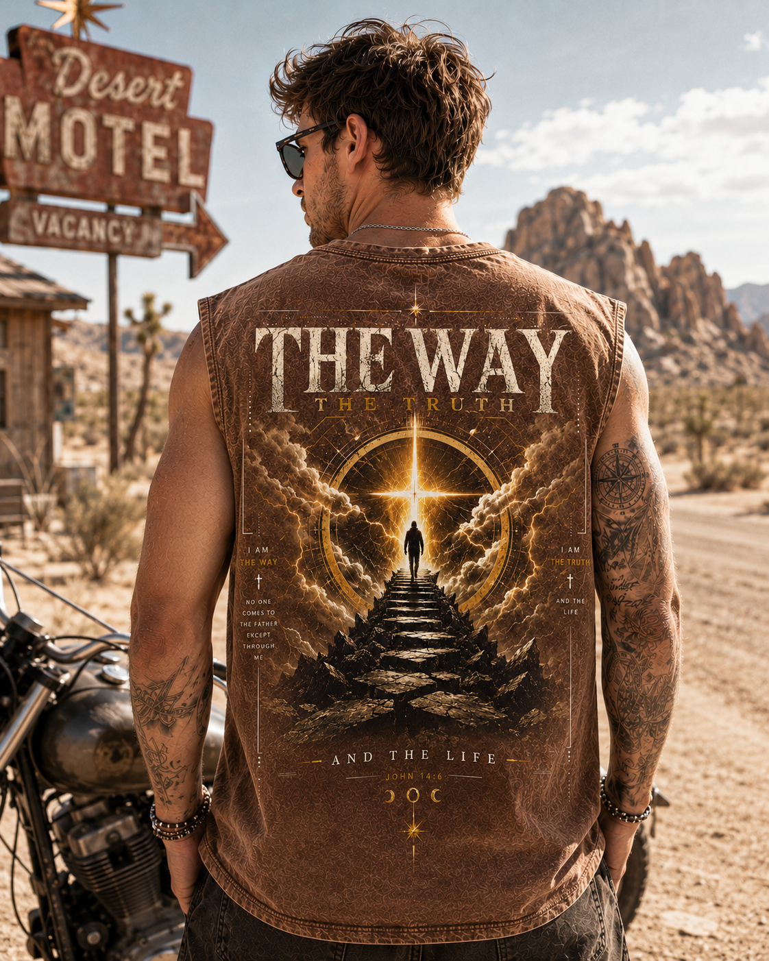 THE WAY — Washed Black Christian Graphic Tank Top