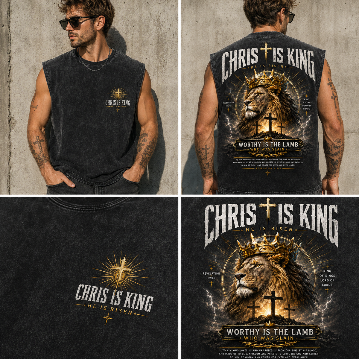 Chris Is King Washed Black Tank Top