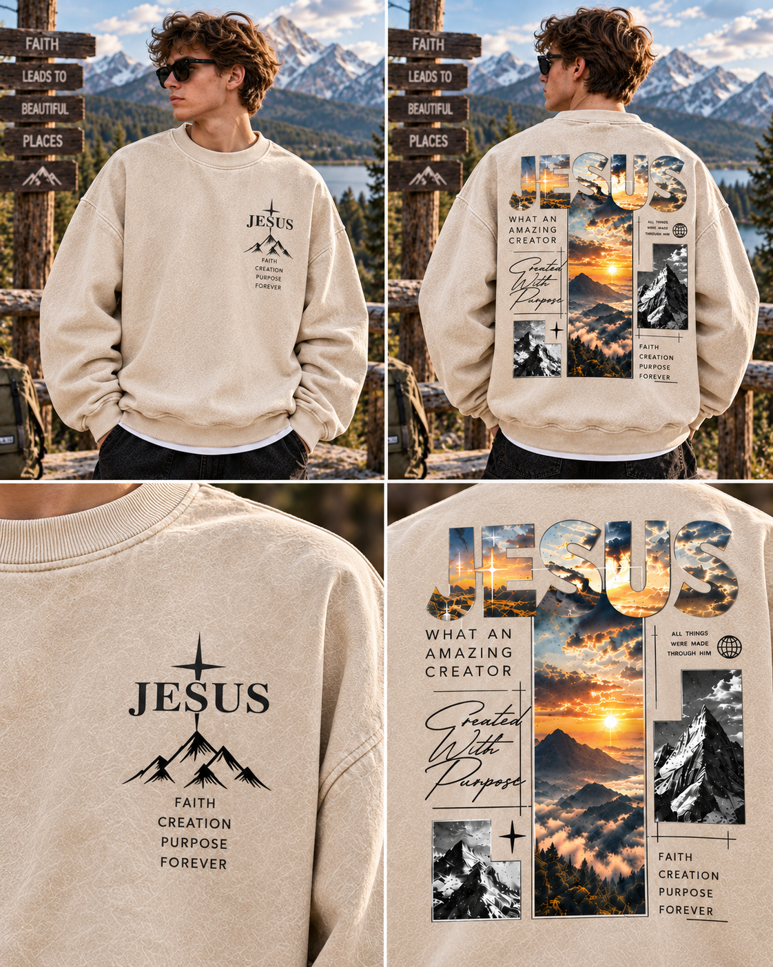 Jesus Mountain Faith Sweatshirt – Vintage Outdoor Style