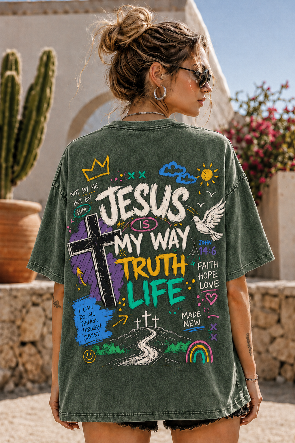 Jesus Is My Way – Vintage Washed Graphic Tee