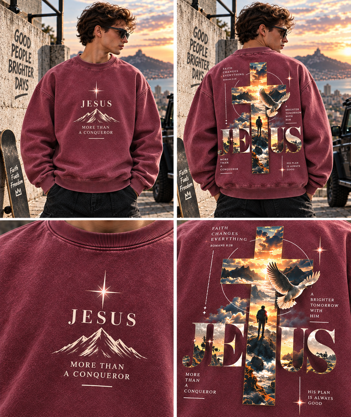 Jesus Faith Oversized Sweatshirt – Vintage Christian Style