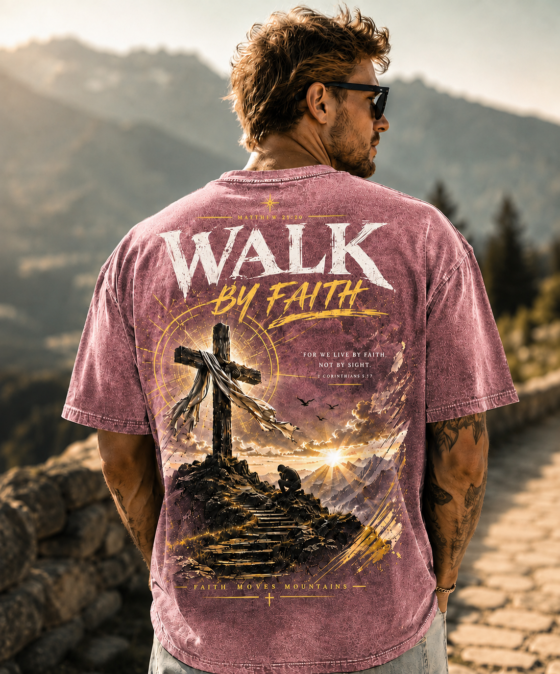 Walk by Faith Vintage Graphic T-Shirt – Premium Washed Tee
