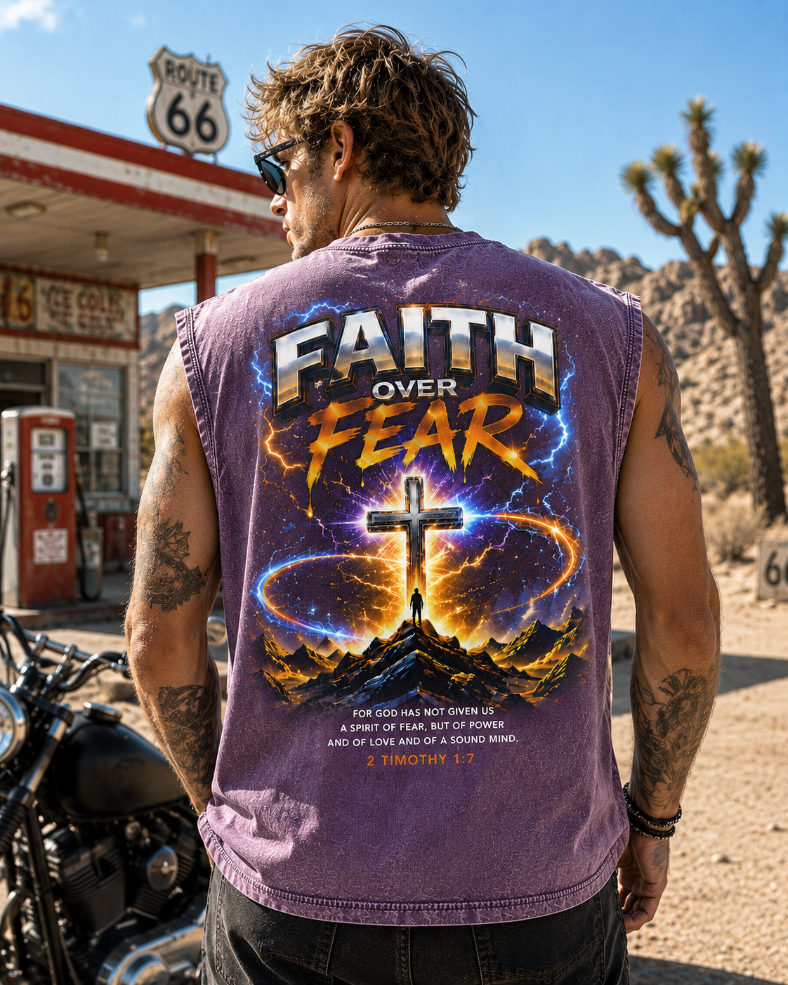 Faith Over Fear – Washed Black Christian Muscle Tank