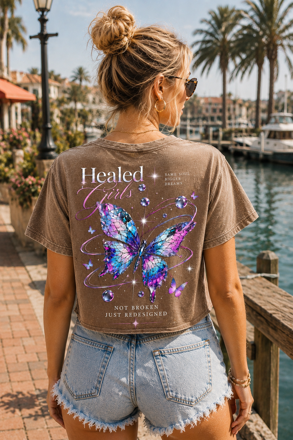 Healed Girls Butterfly Crop Top