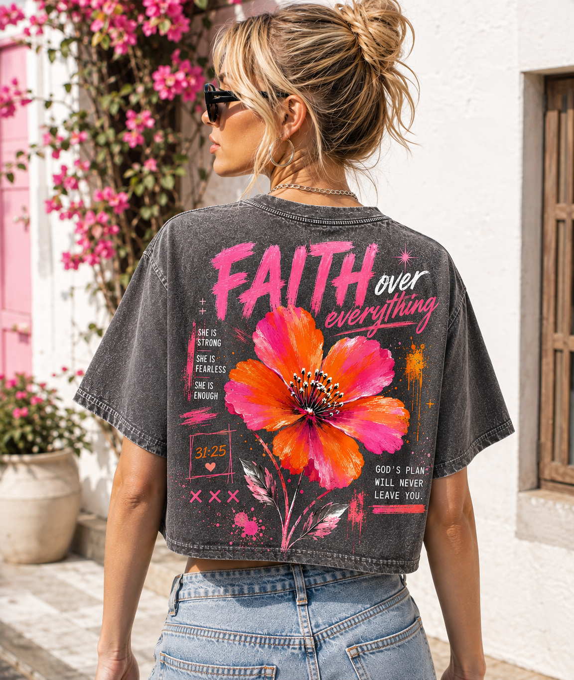 Faith Over Everything – Women’s Vintage Crop Tee