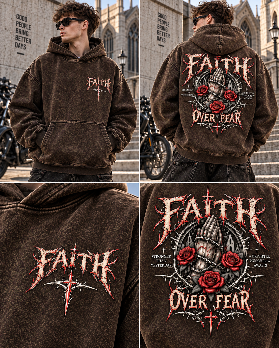Faith Over Fear – Vintage Gothic Hoodie