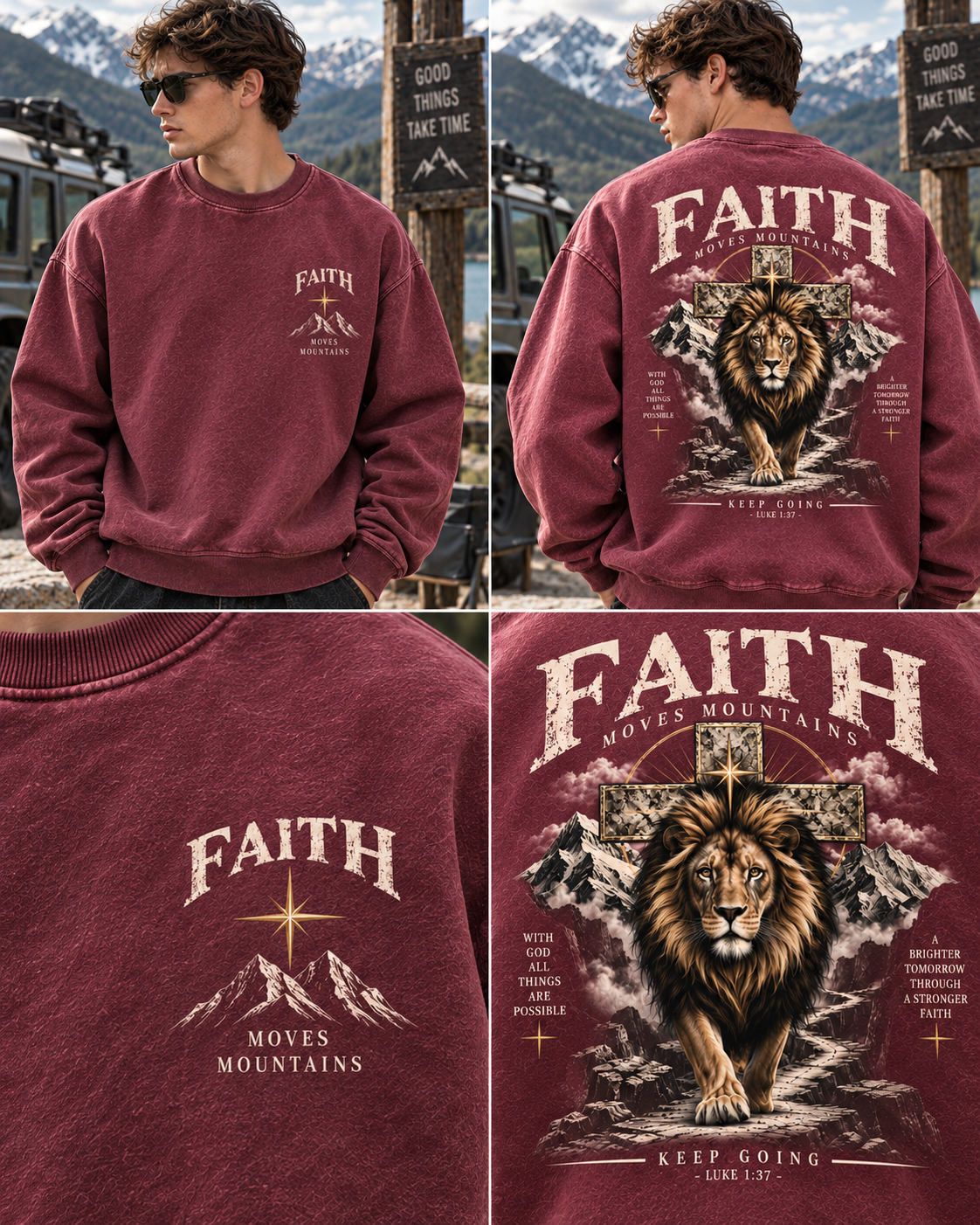 Faith Moves Mountains – Vintage Lion Sweatshirt