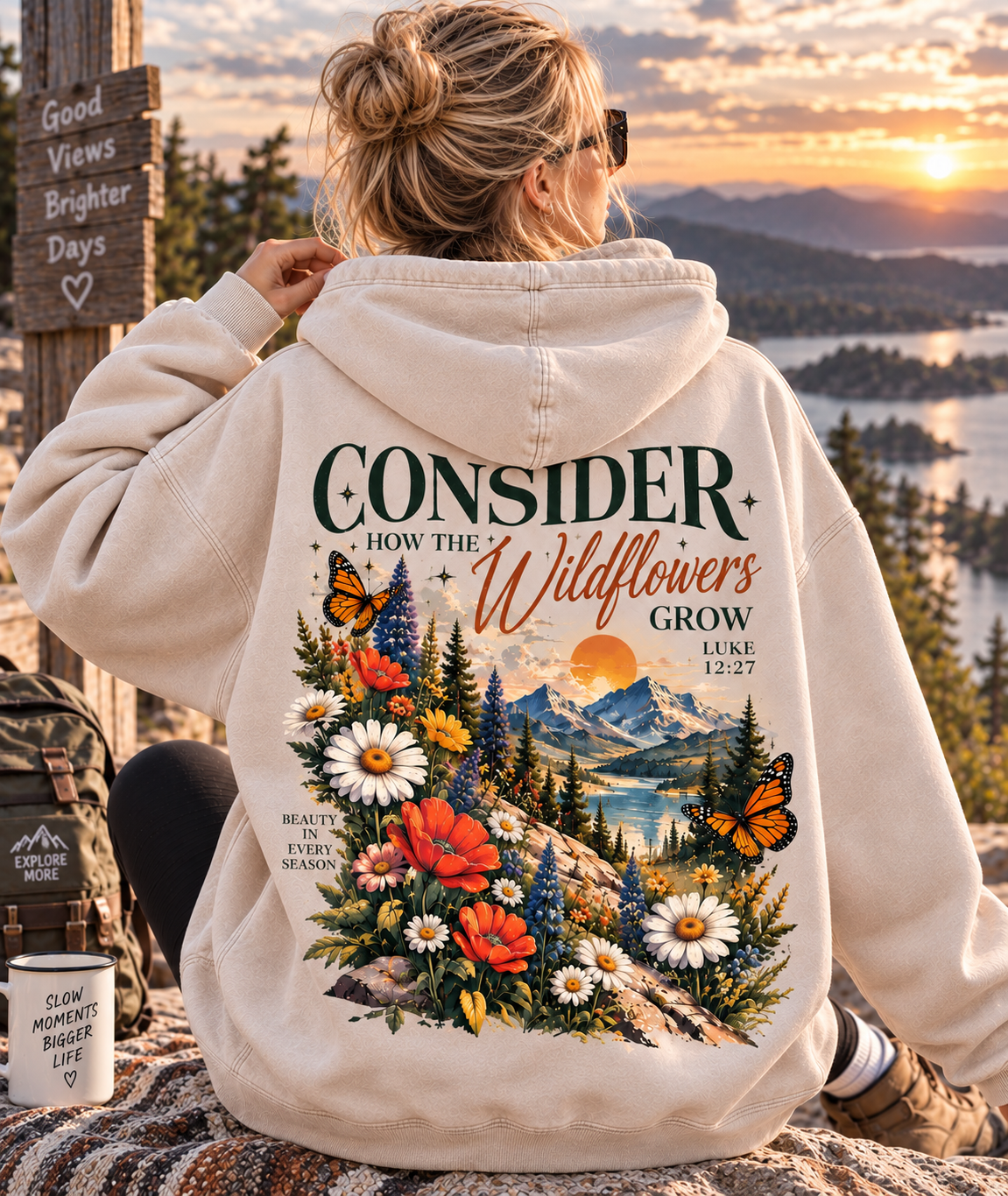 Consider Wildflowers Vintage Hoodie – Mountain & Floral