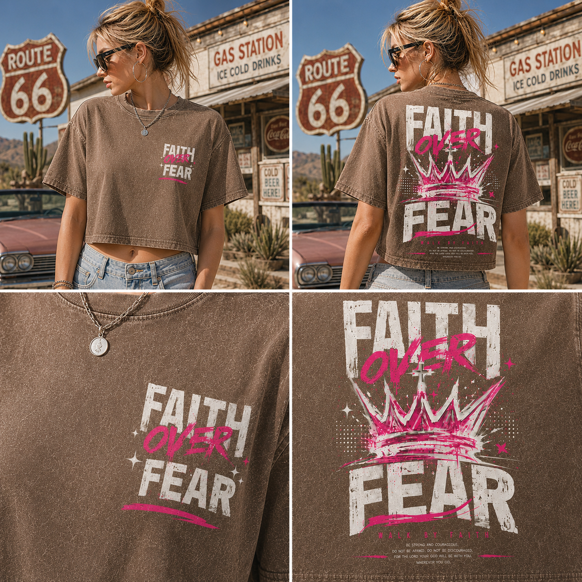 Faith Over Fear Crop Top – Vintage Wash Tee