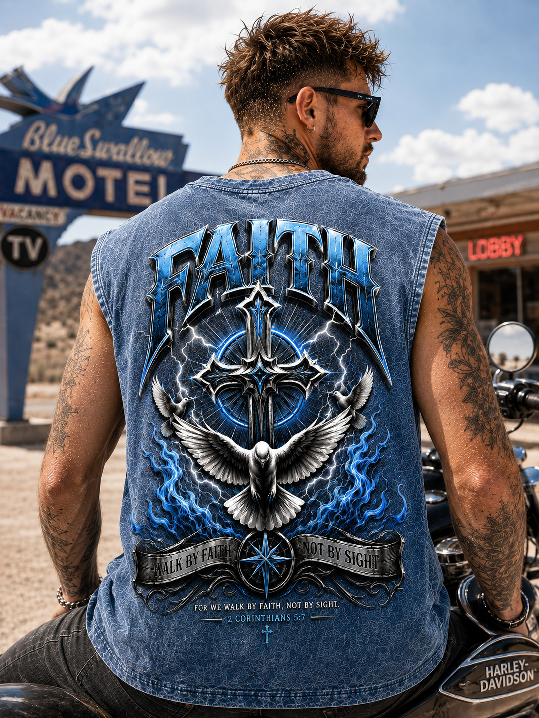 FAITH Washed Black Muscle Tee