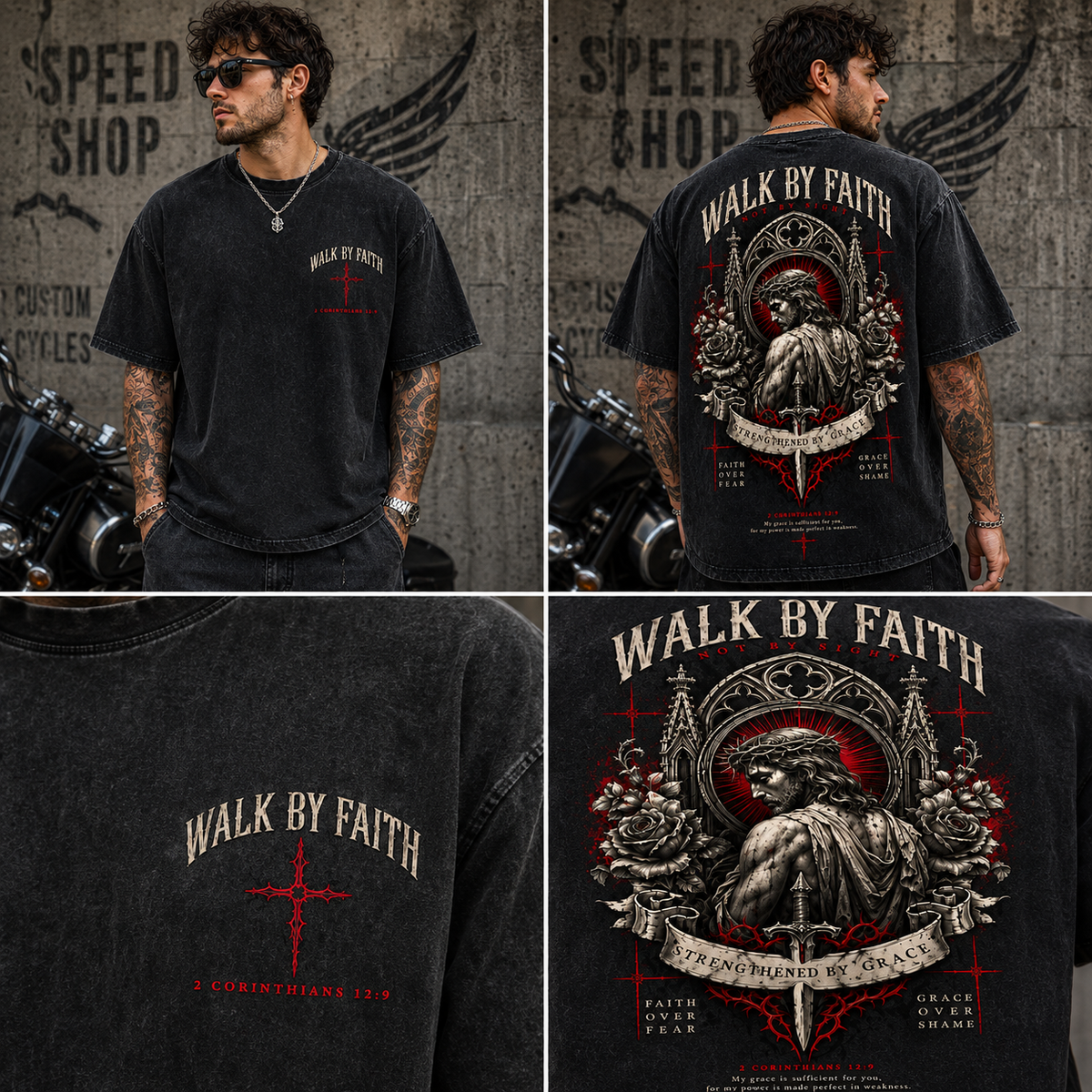 Walk By Faith Vintage Gothic T-Shirt