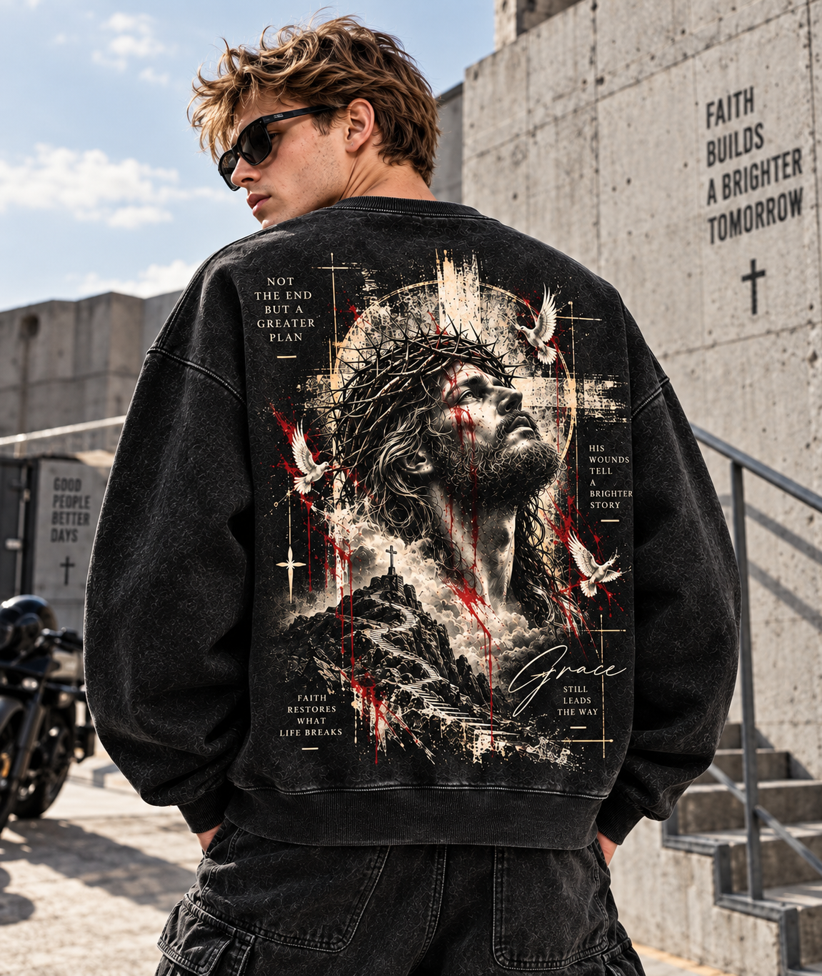 Grace Still Leads The Way – Vintage Faith Washed Sweatshirt