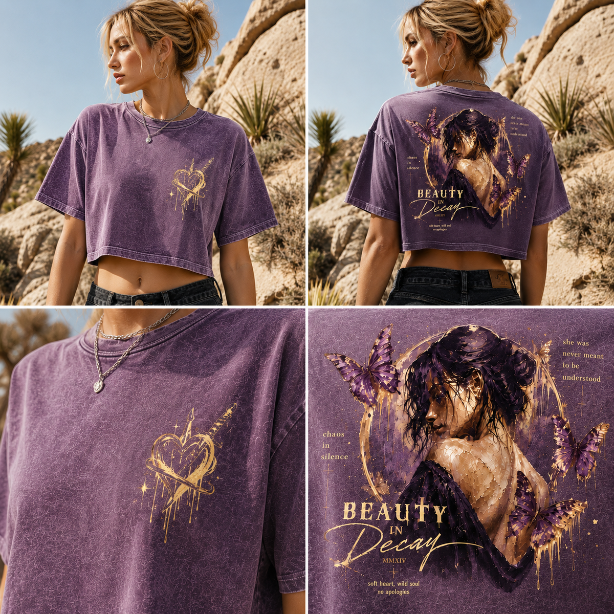 Beauty in Decay – Vintage Butterfly Crop Top
