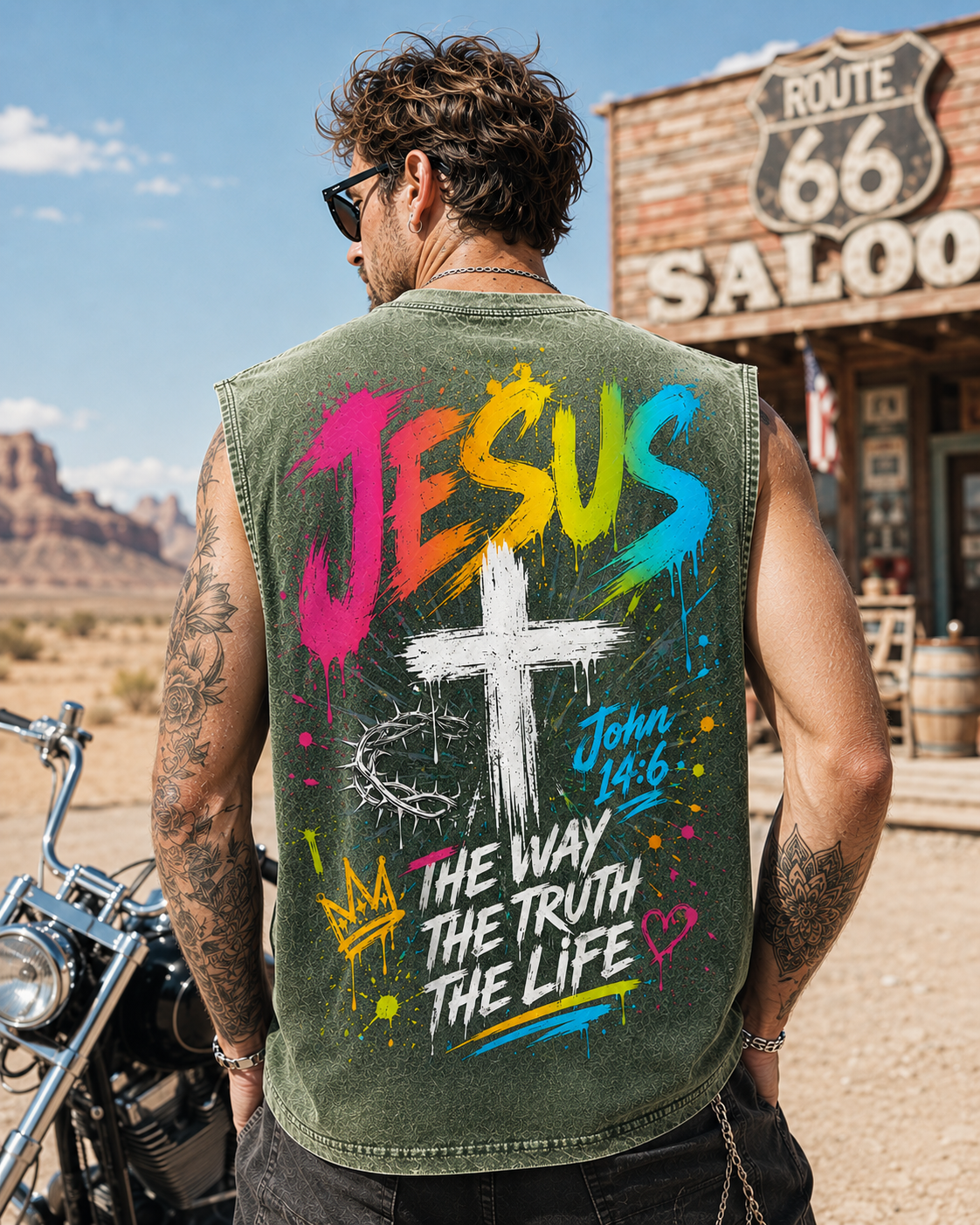 JESUS Graffiti Faith Wash Tank – The Way, The Truth, The Life