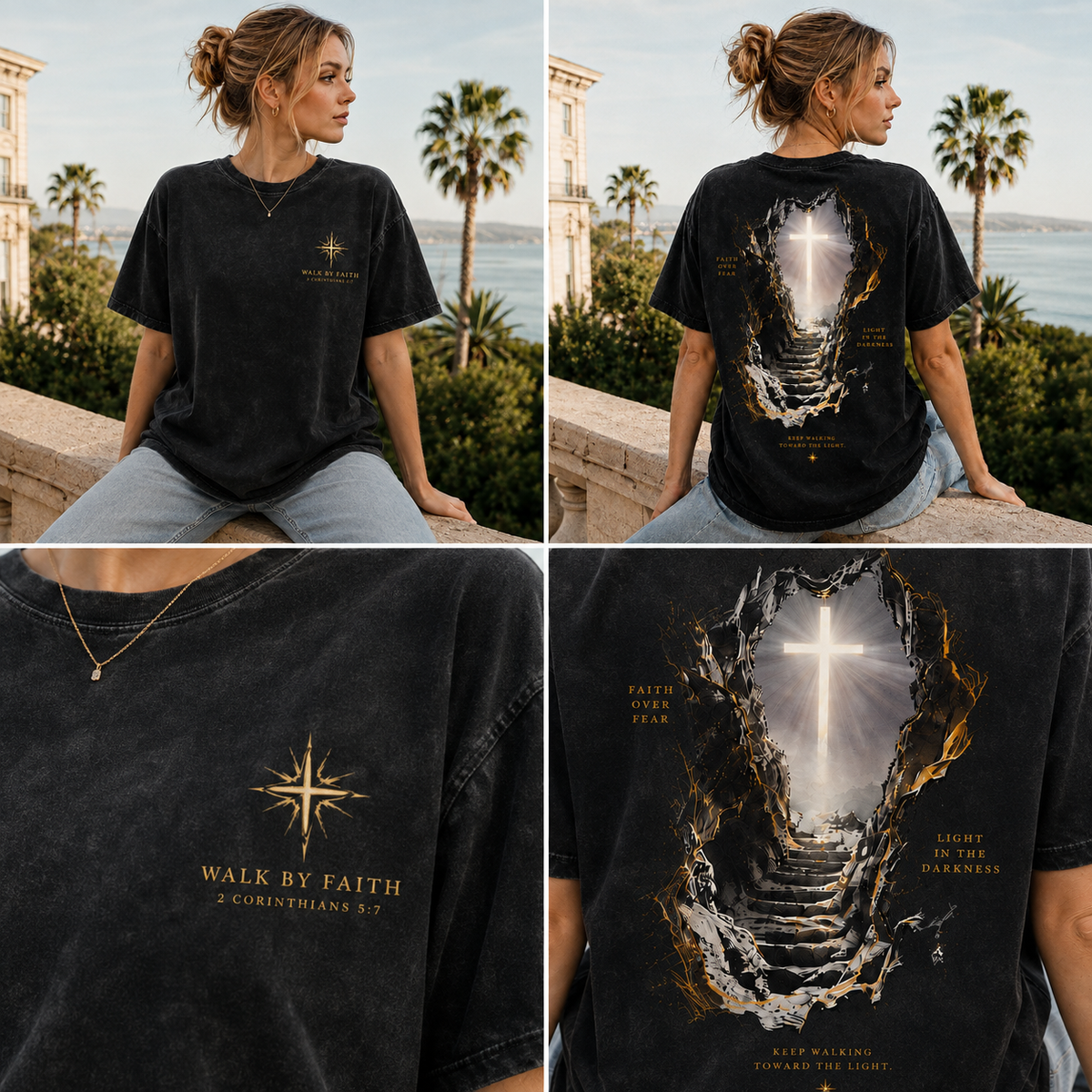 Faith Over Fear Vintage Graphic T-Shirt – Washed Unisex Tee