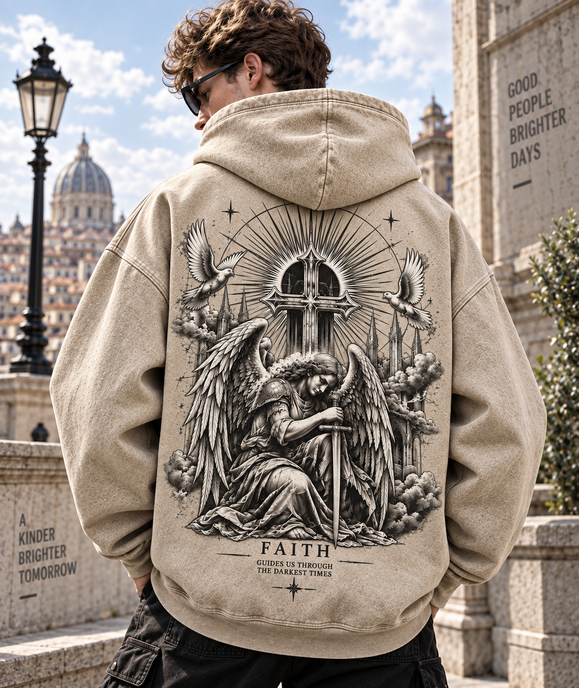 Faith Angel Vintage Hoodie – Faith Guides Us Through the Darkest Times