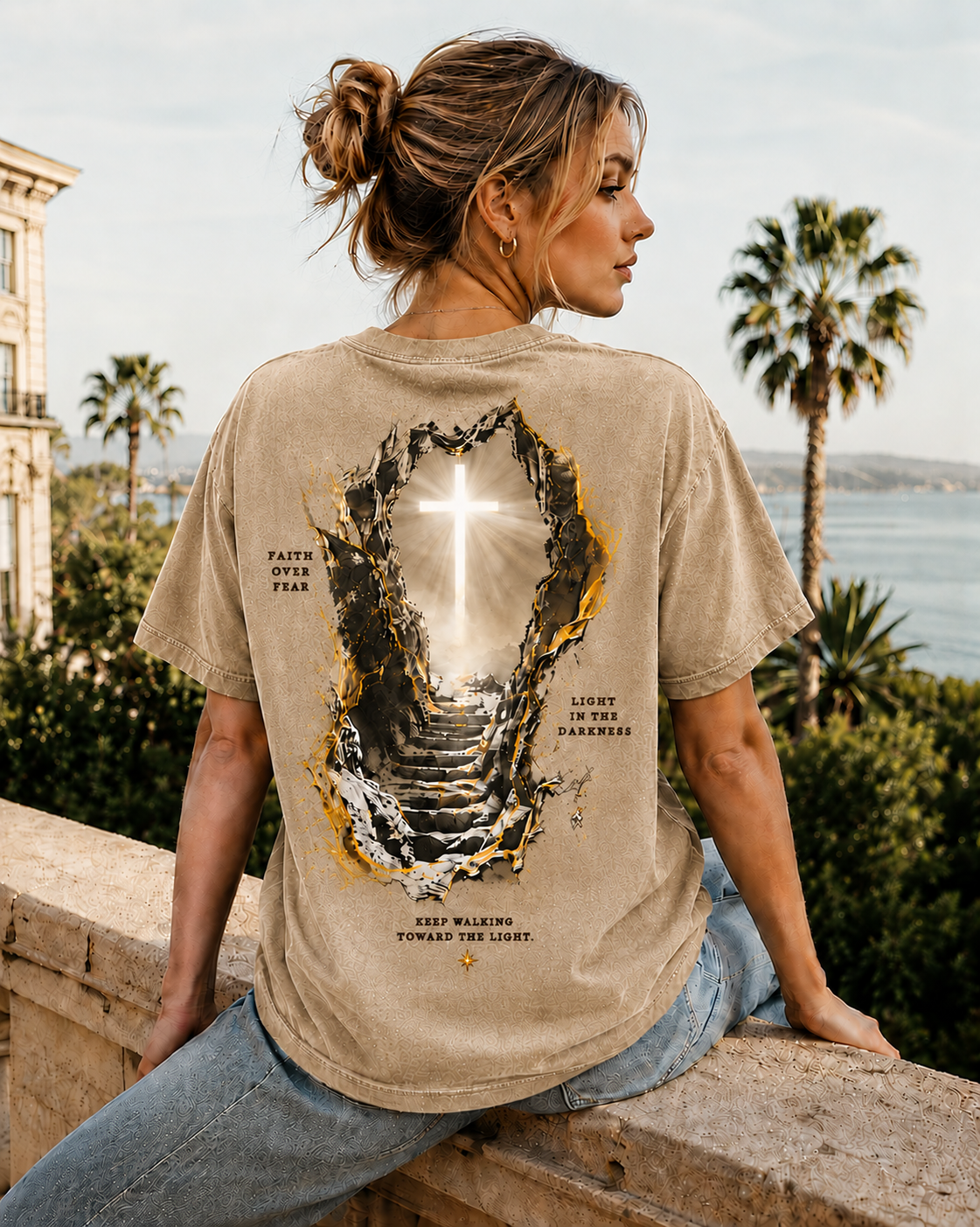 Faith Over Fear Vintage Graphic T-Shirt – Washed Unisex Tee