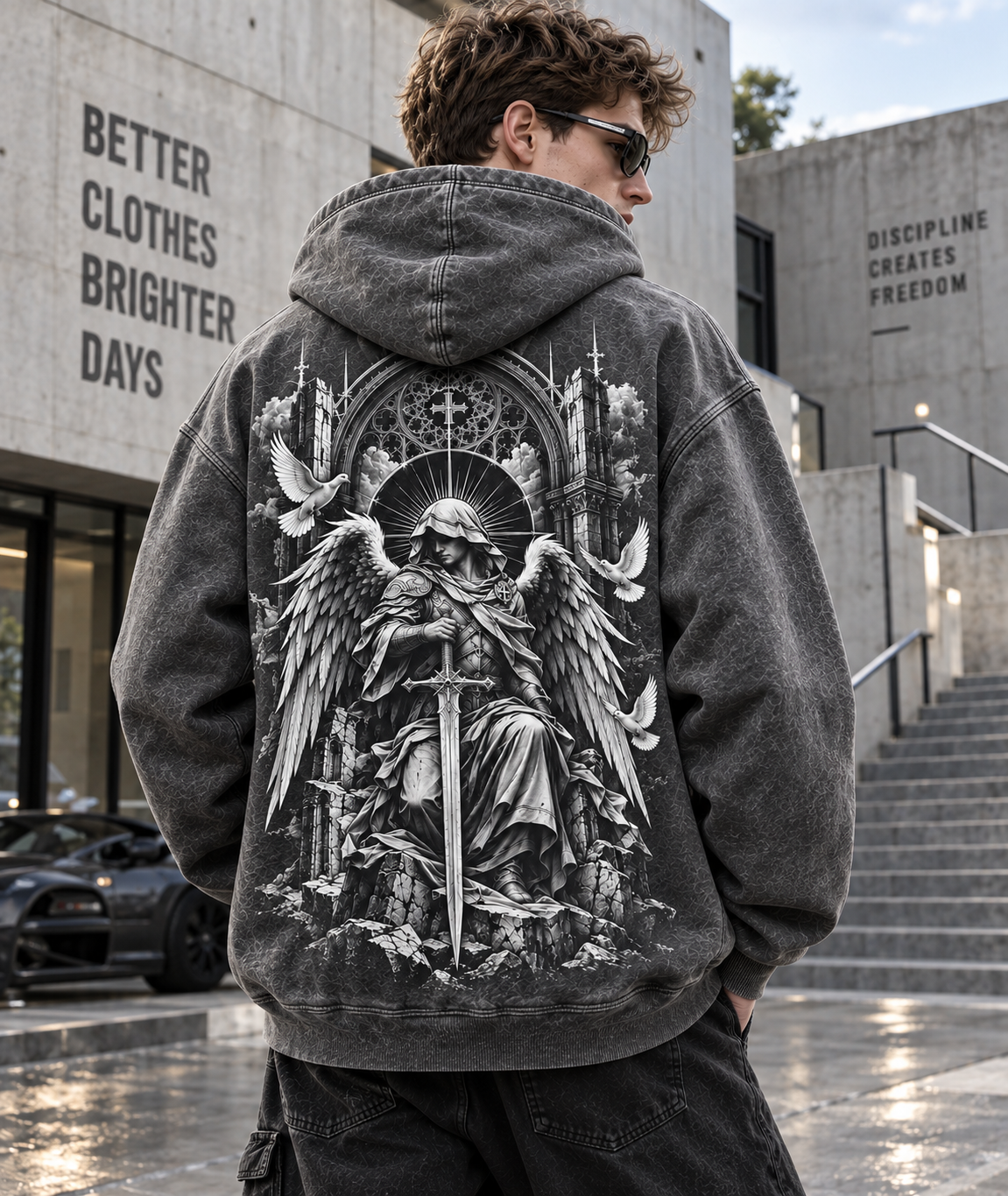 Gothic Guardian Oversized Hoodie