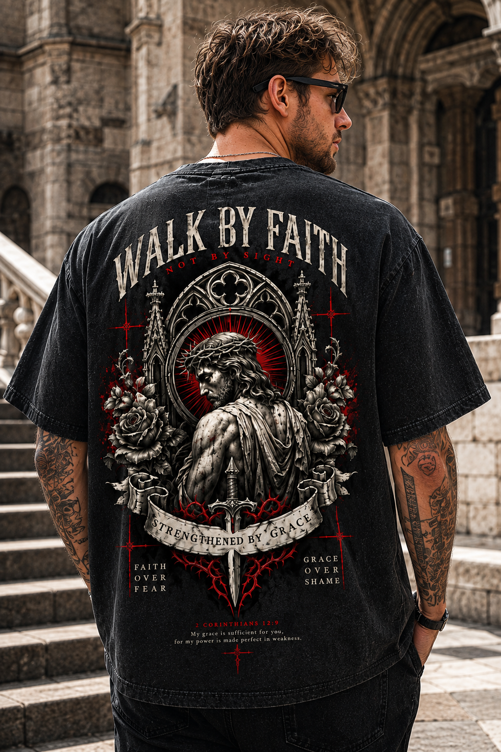 Walk By Faith Vintage Gothic T-Shirt