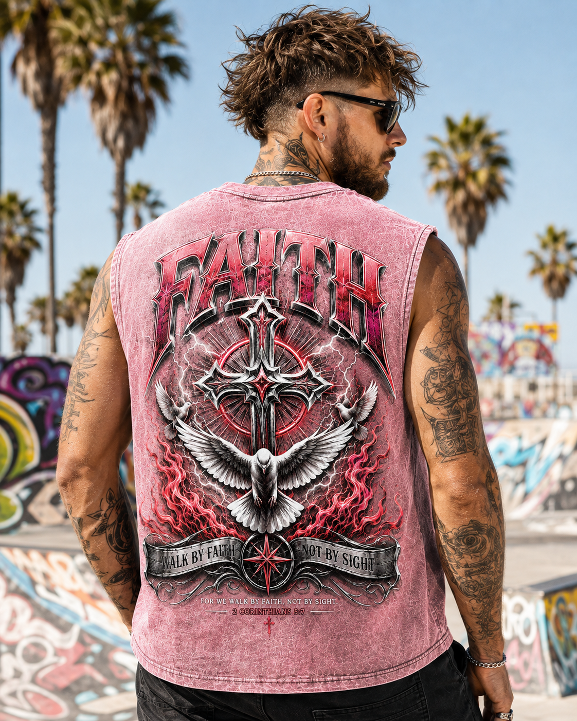 FAITH Washed Black Muscle Tee