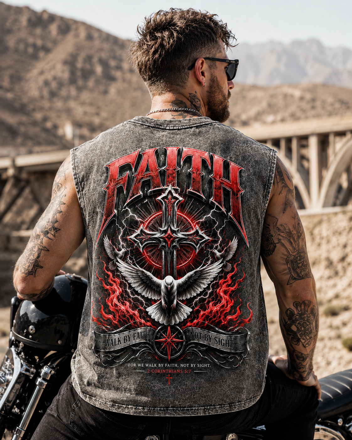FAITH Washed Black Muscle Tee