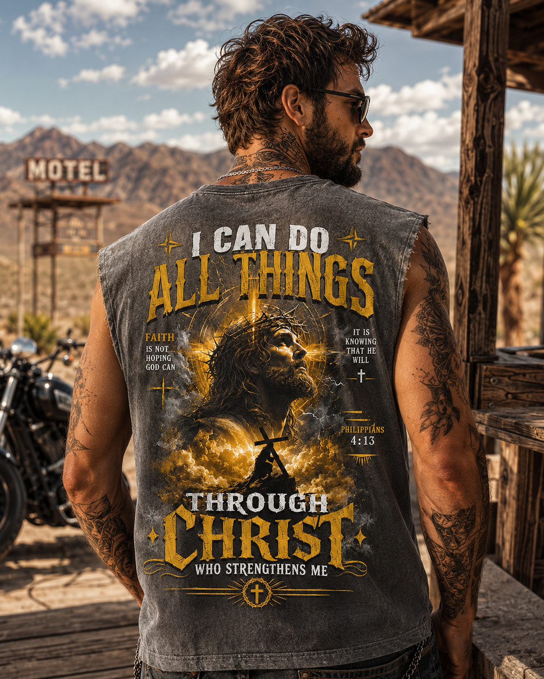 Through Christ – Washed Black Christian Tank Top