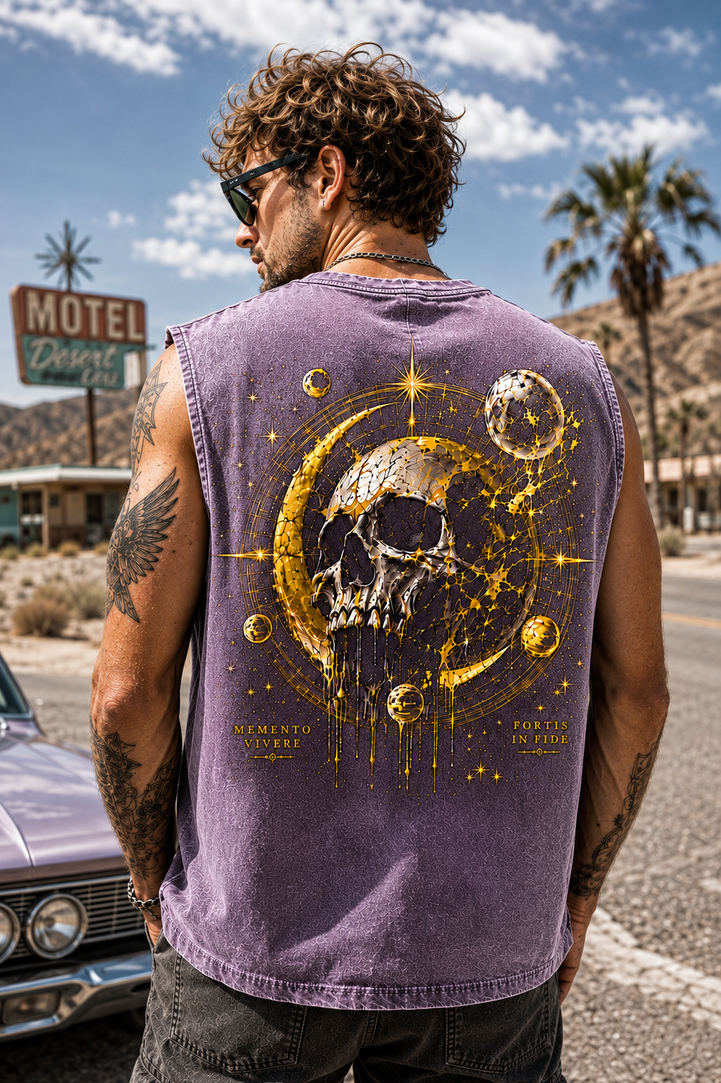 Celestial Skull Washed Tank Top