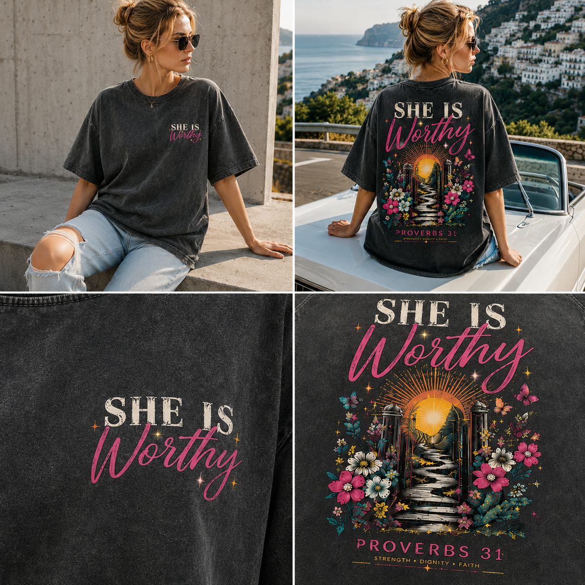She Is Worthy Tee – Vintage Christian Streetwear