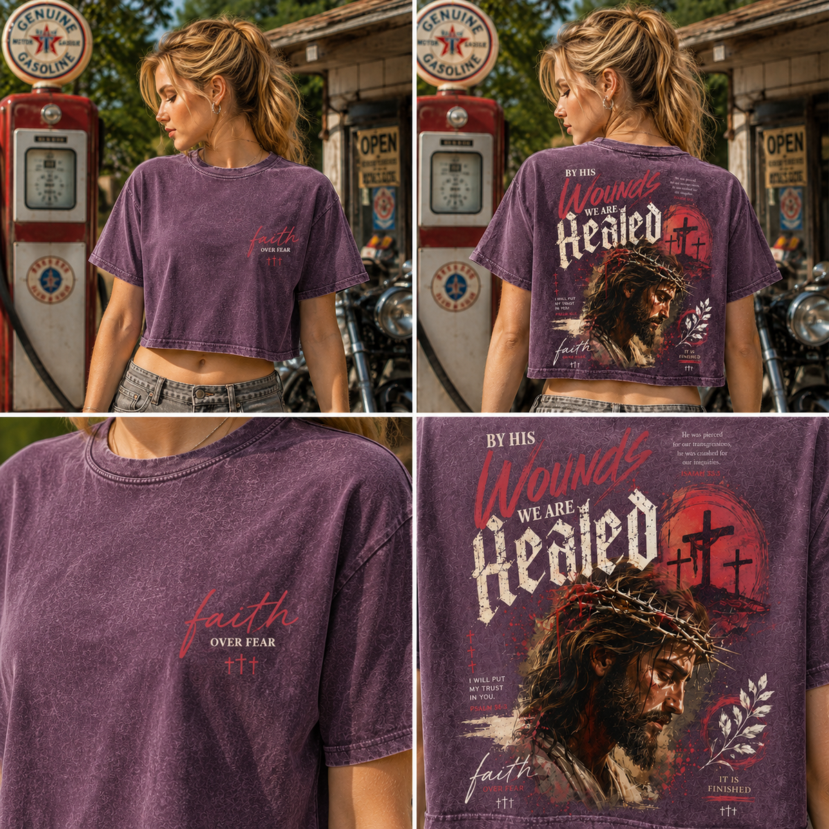 Faith Over Fear – Vintage Christian Crop Tee