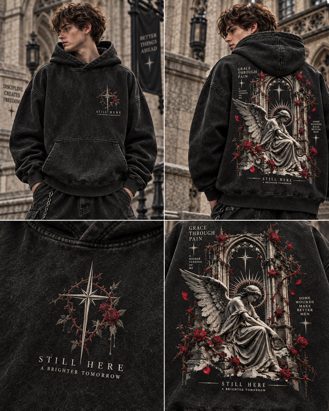 Still Here – Gothic Angel Vintage Hoodie
