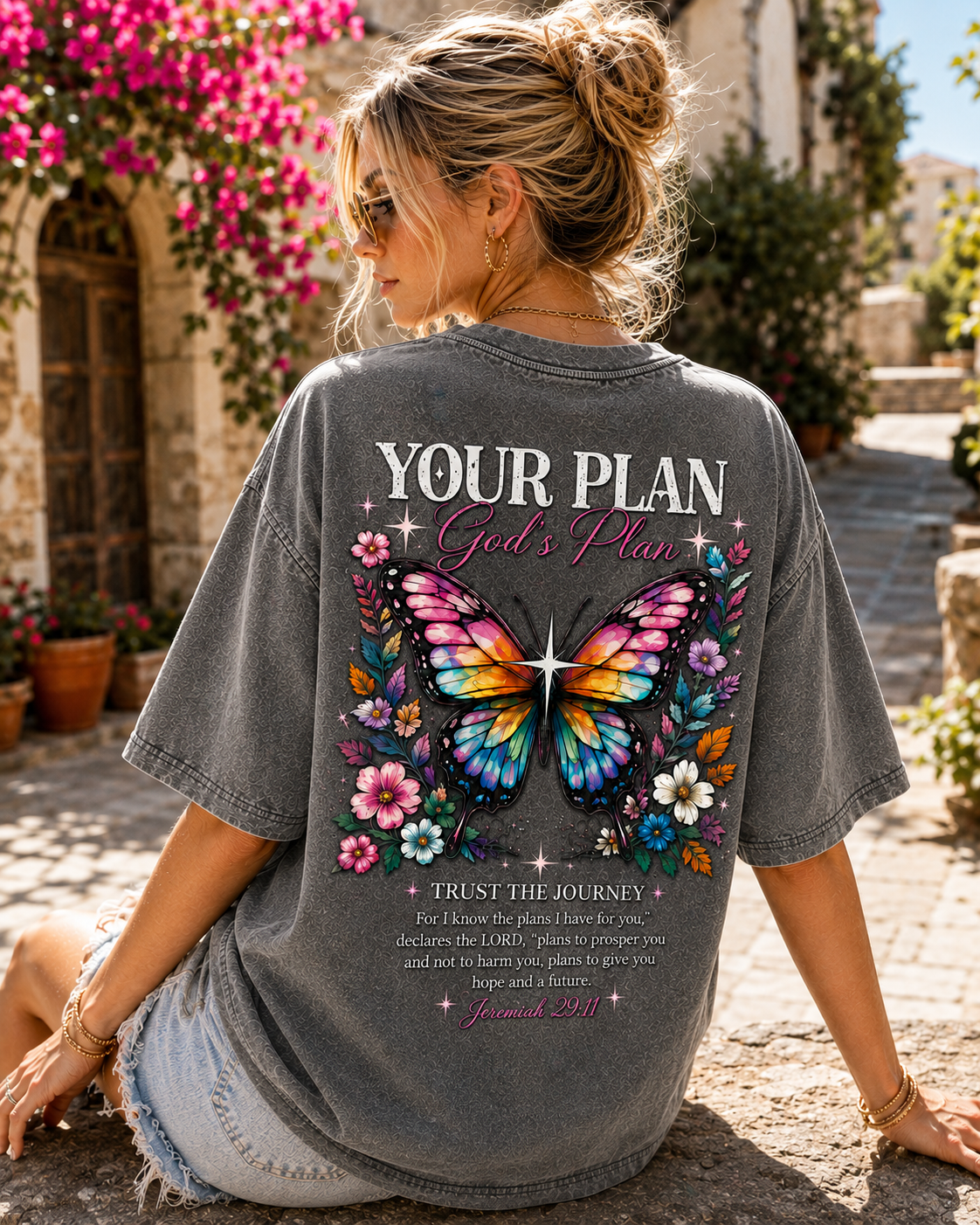 Your Plan, God’s Plan – Vintage Butterfly Christian Tee
