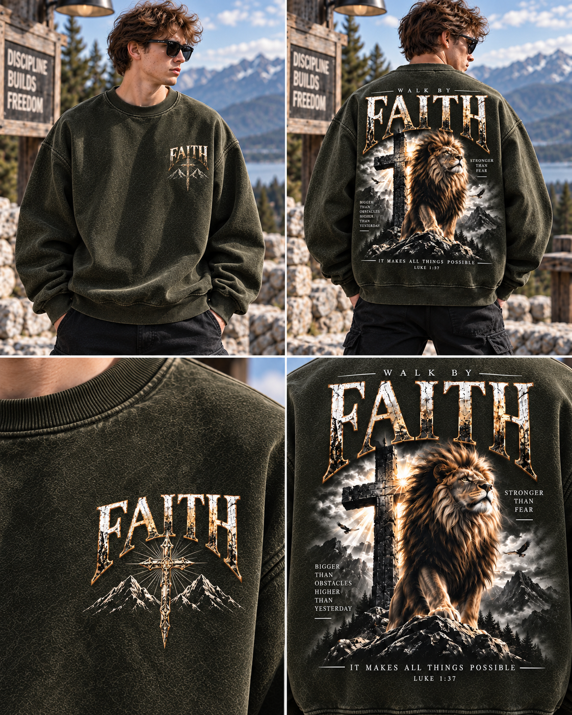 Walk By Faith – Vintage Lion Sweatshirt