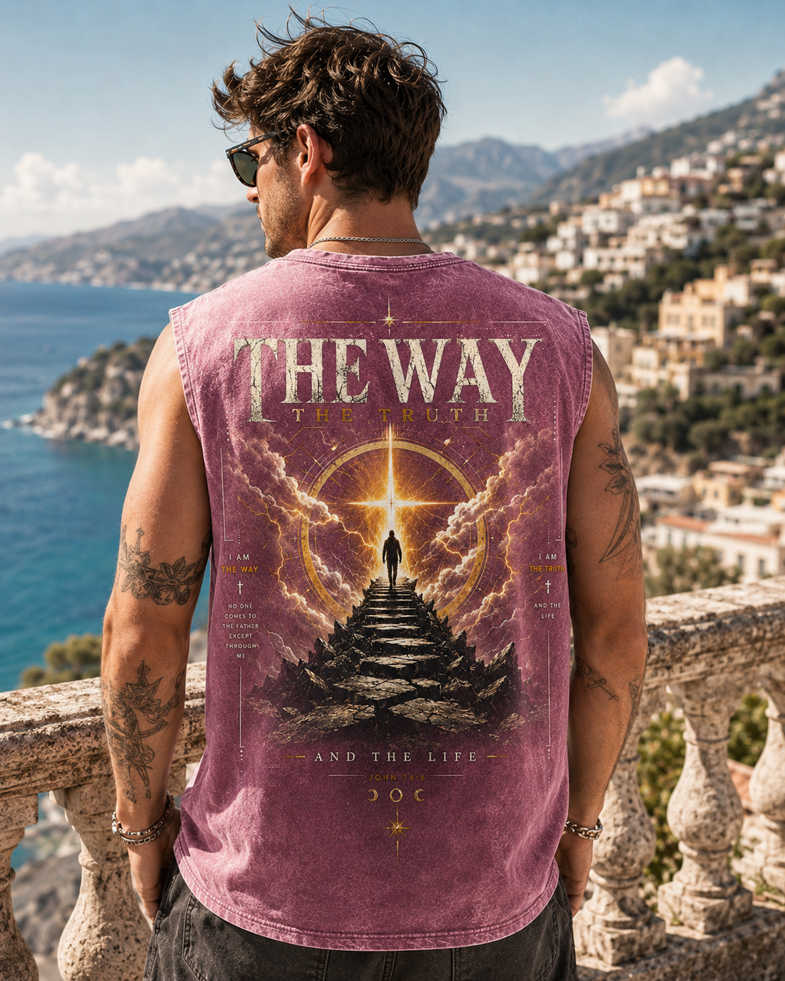 THE WAY — Washed Black Christian Graphic Tank Top
