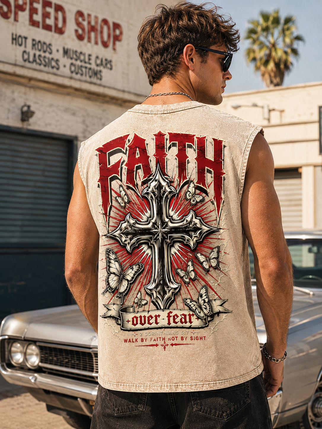 FAITH Over Fear Washed Black Tee