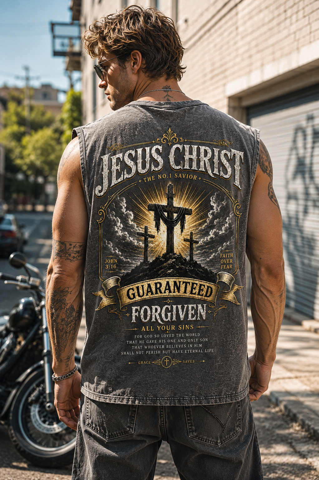 Jesus Christ Forgiven Wash Tee – Vintage Faith Edition