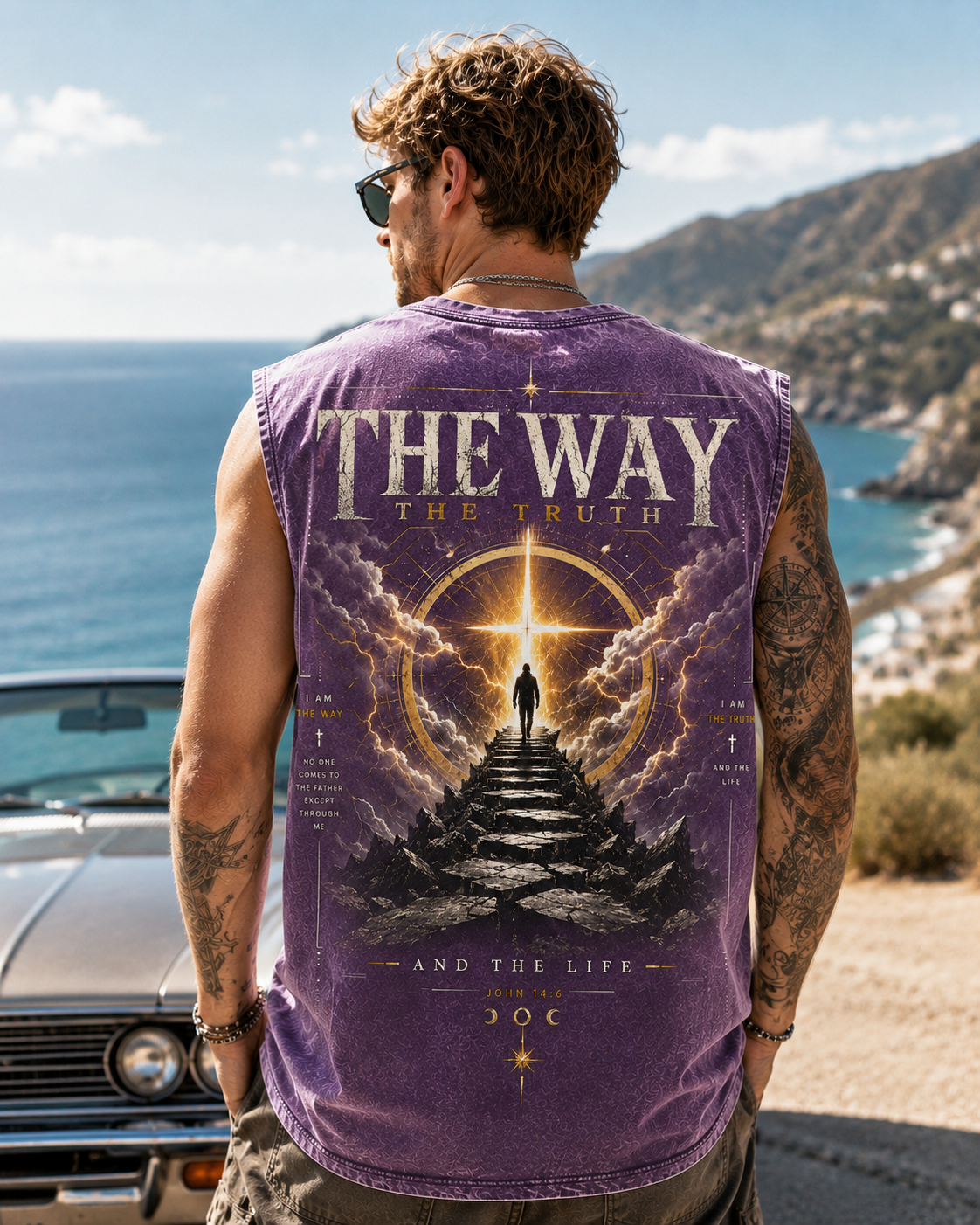 THE WAY — Washed Black Christian Graphic Tank Top