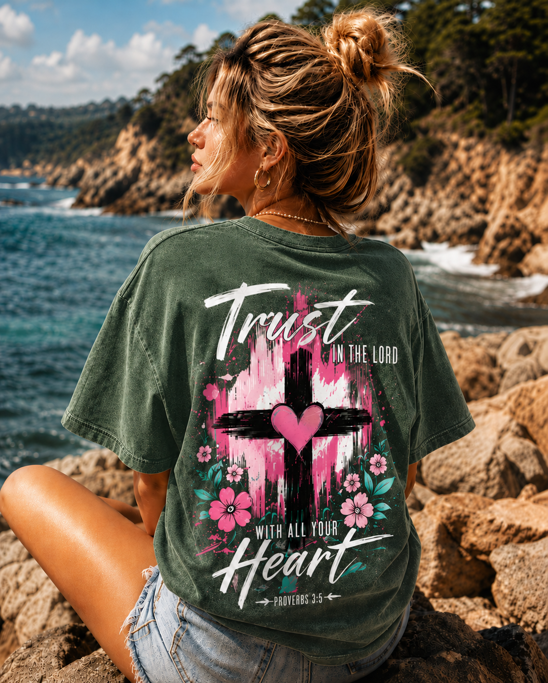Trust in the Lord Heart Cross Tee – Vintage Washed T-Shirt