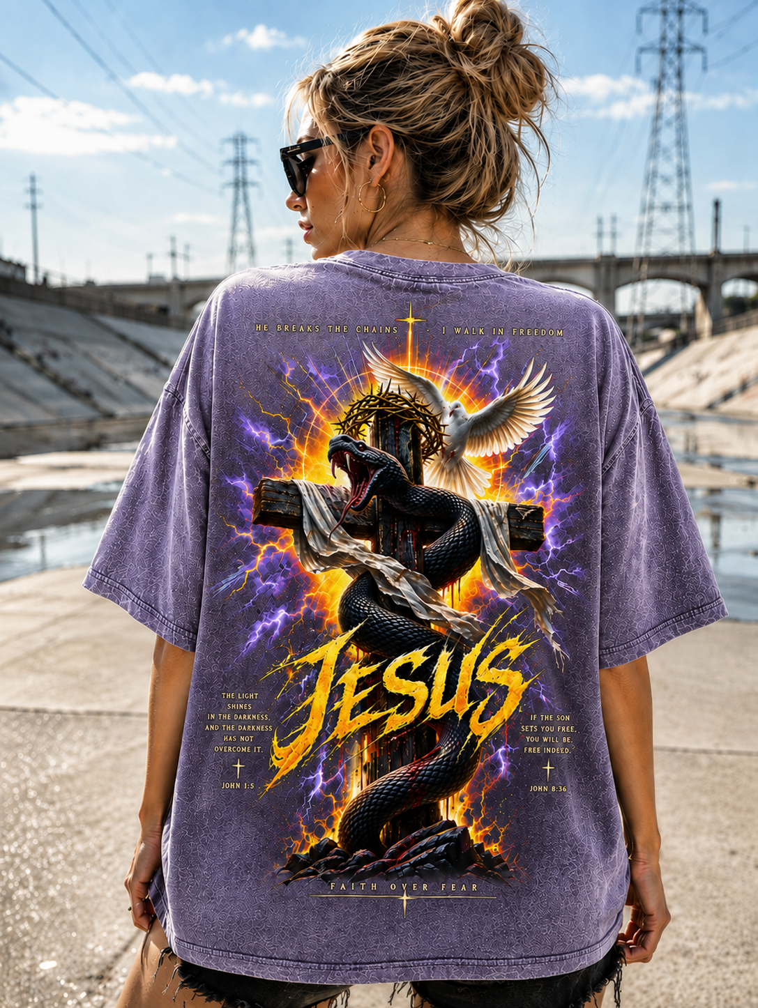 Jesus Faith Over Fear Vintage Graphic T-Shirt