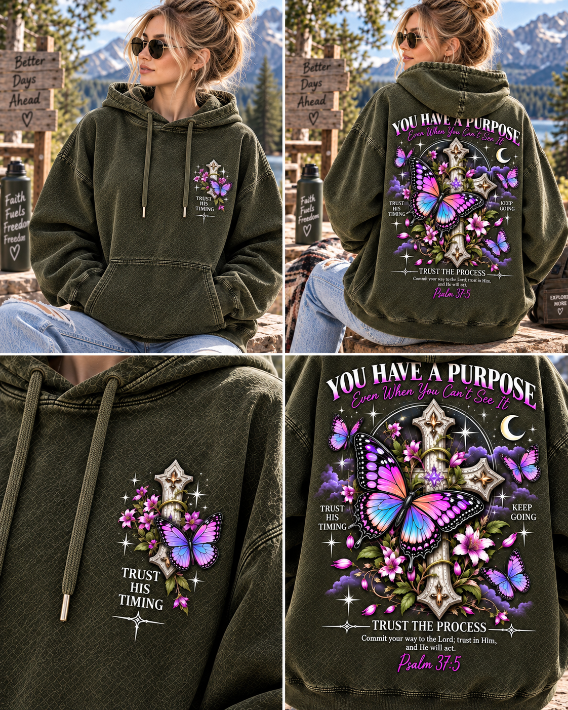 You Have a Purpose – Vintage Faith Butterfly Hoodie