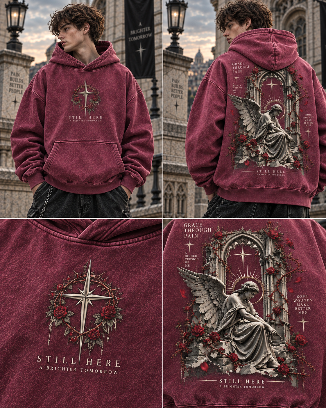 Still Here – Gothic Angel Vintage Hoodie