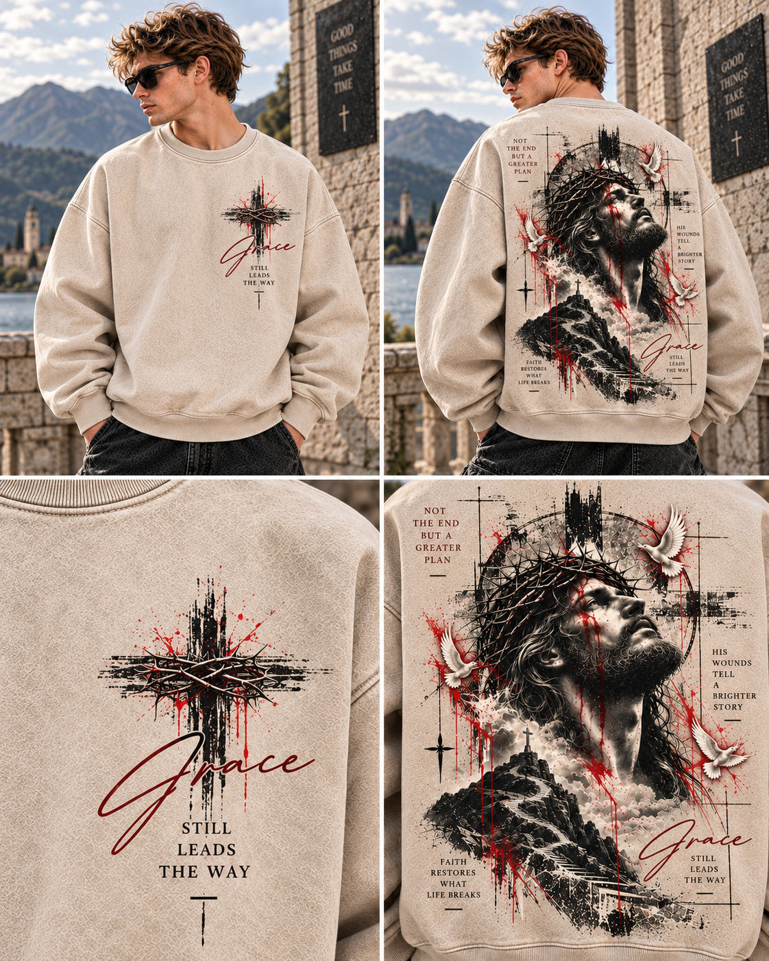 Grace Still Leads The Way – Vintage Faith Washed Sweatshirt