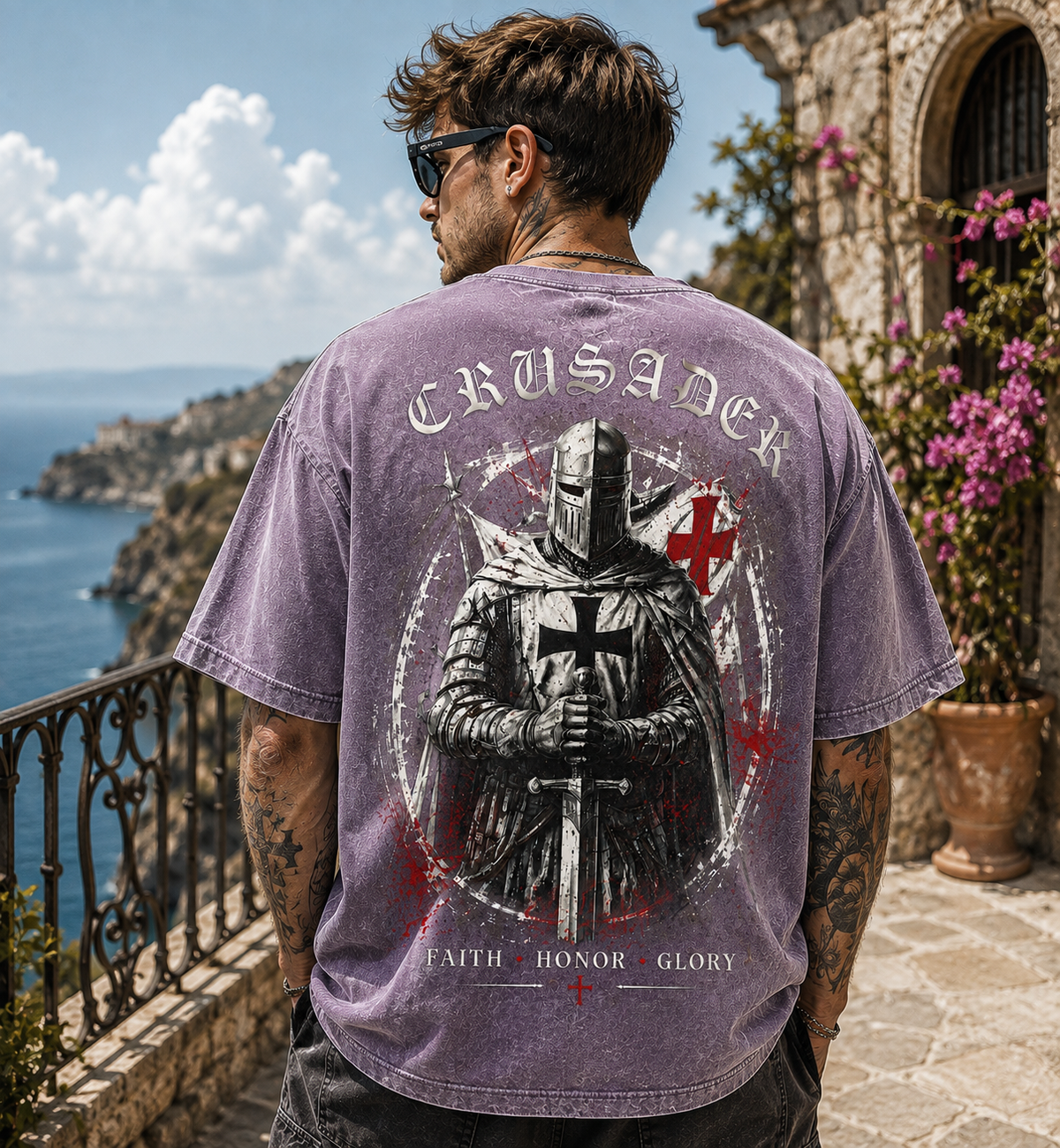 CRUSADER Washed Black Tee