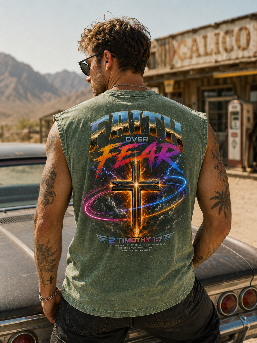 Faith Over Fear Vintage Washed Tank