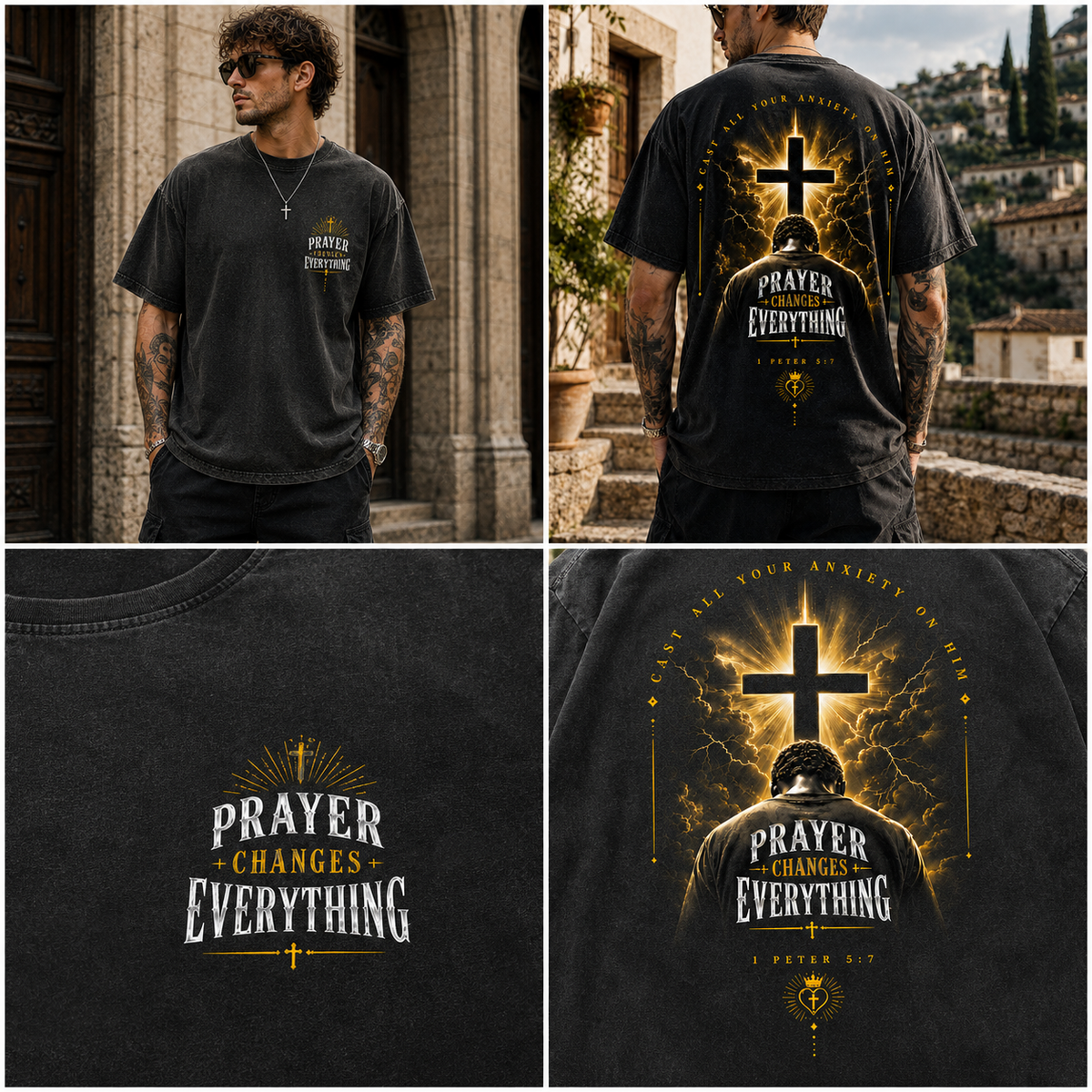 Prayer Changes Everything – Christian Cross T-Shirt