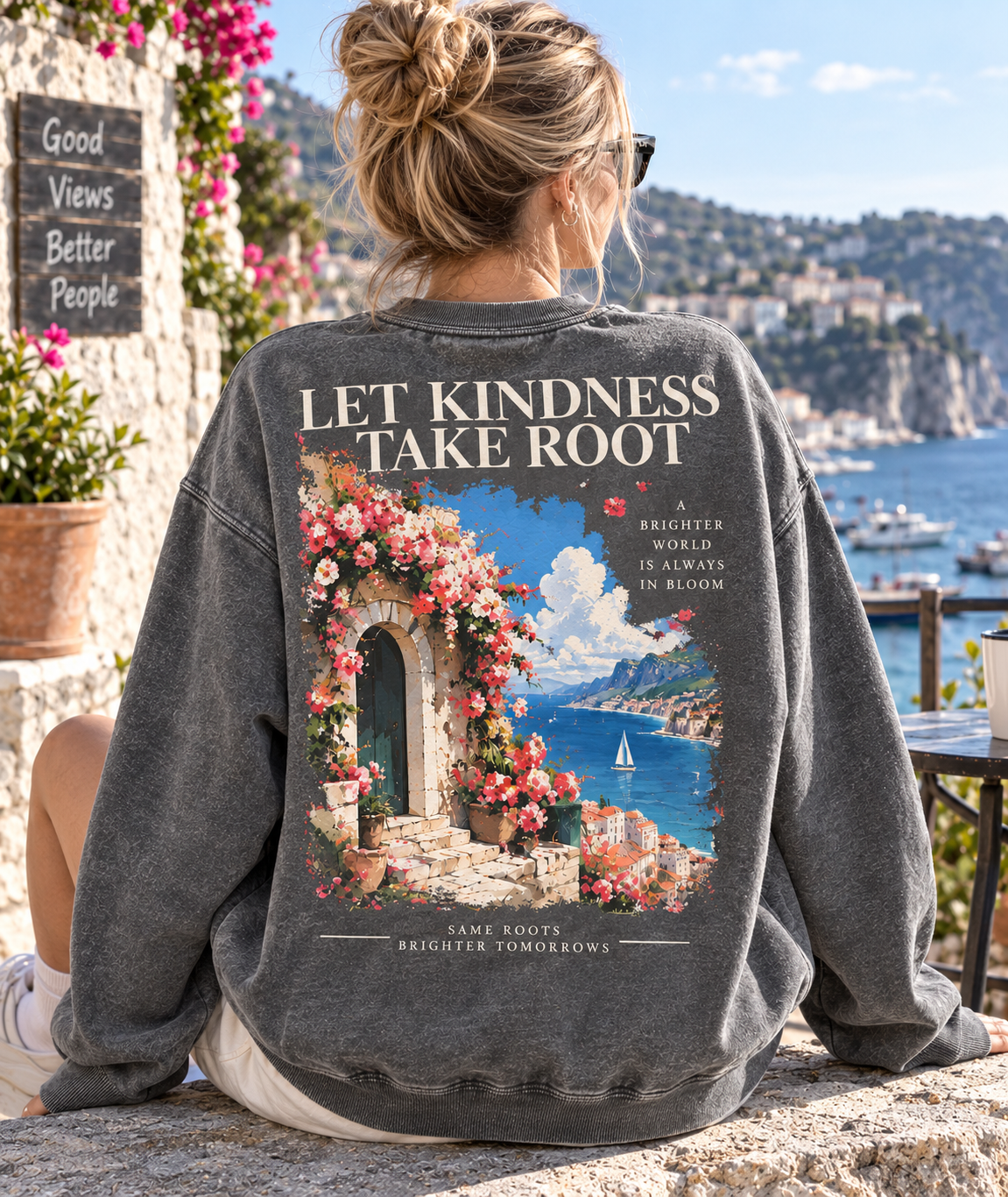 Let Kindness Take Root – Vintage Floral Sweatshirt