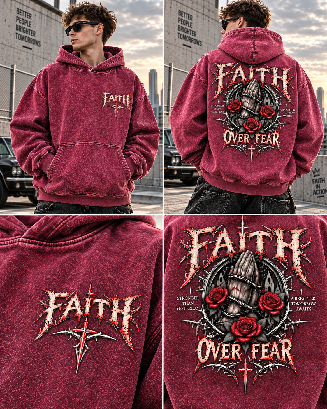 Faith Over Fear – Vintage Gothic Hoodie