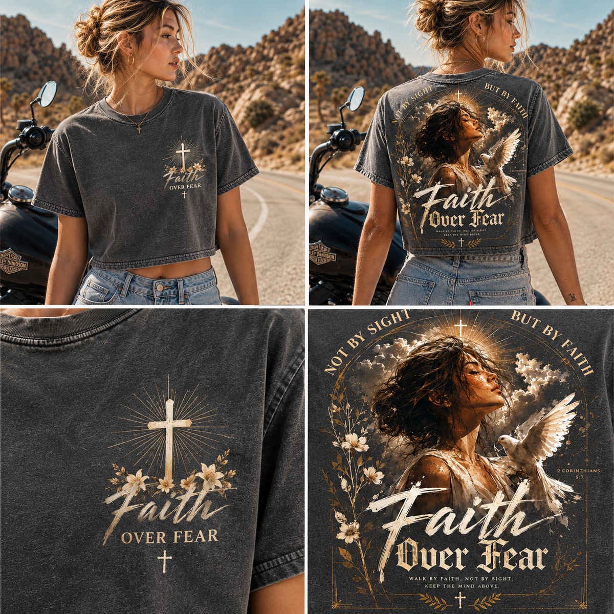 Faith Over Fear – Vintage Christian Crop Top