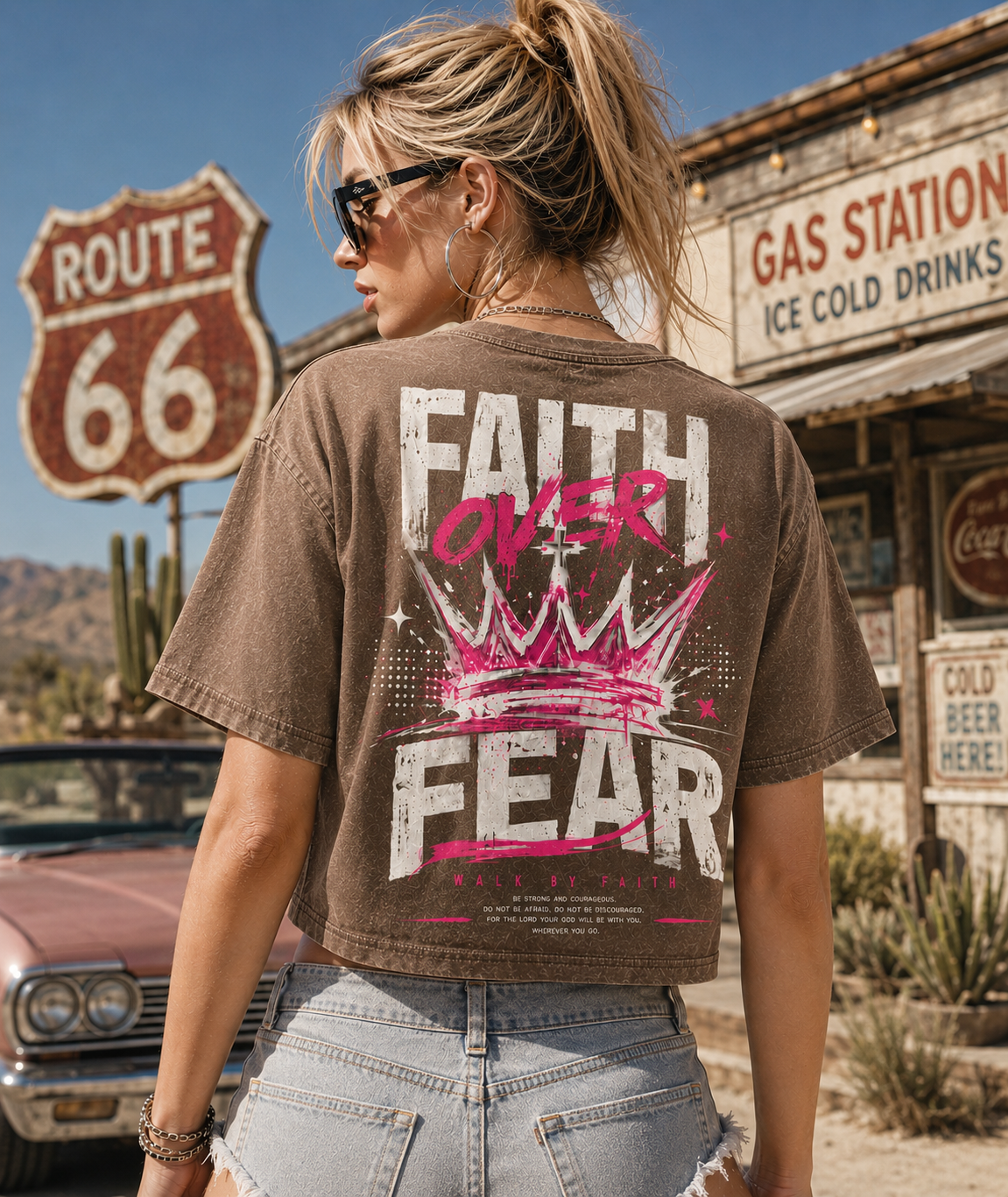 Faith Over Fear Crop Top – Vintage Wash Tee