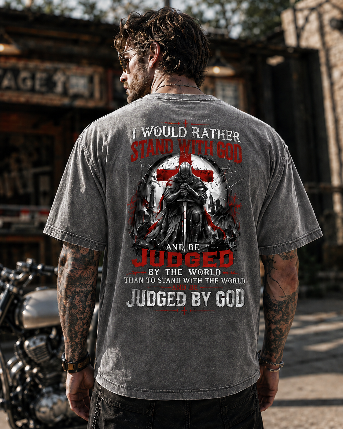 Judged by God – Vintage Washed Oversized Graphic T-Shirt